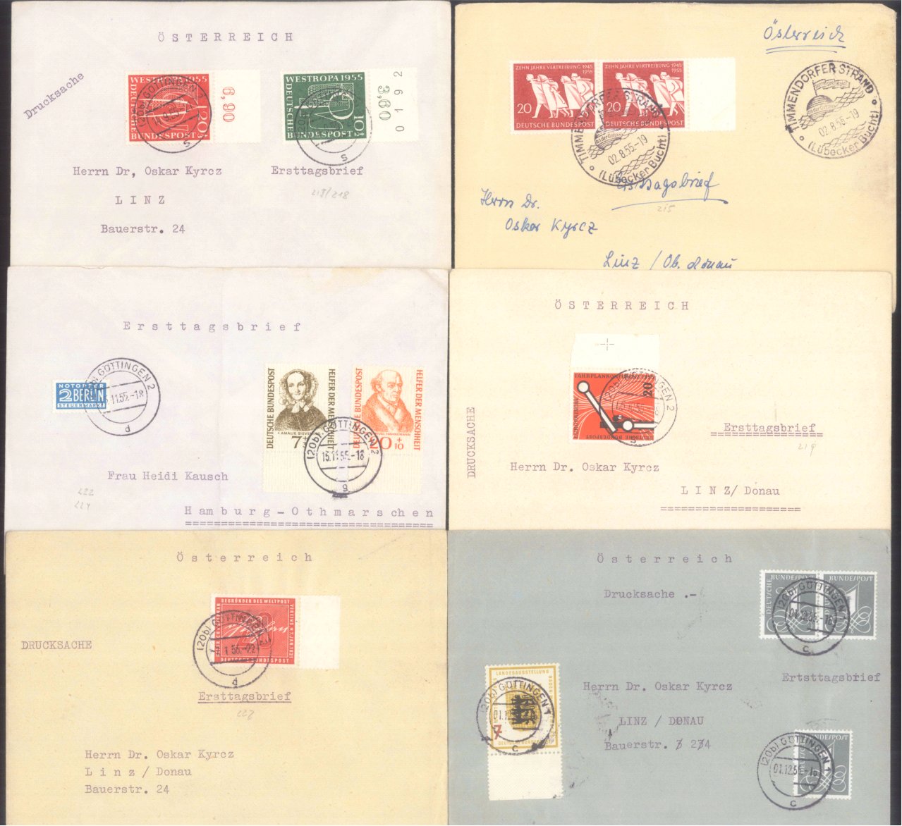 BUND 19491959, bessere Ersttagsbriefe! 1200, Euro KW Badisches