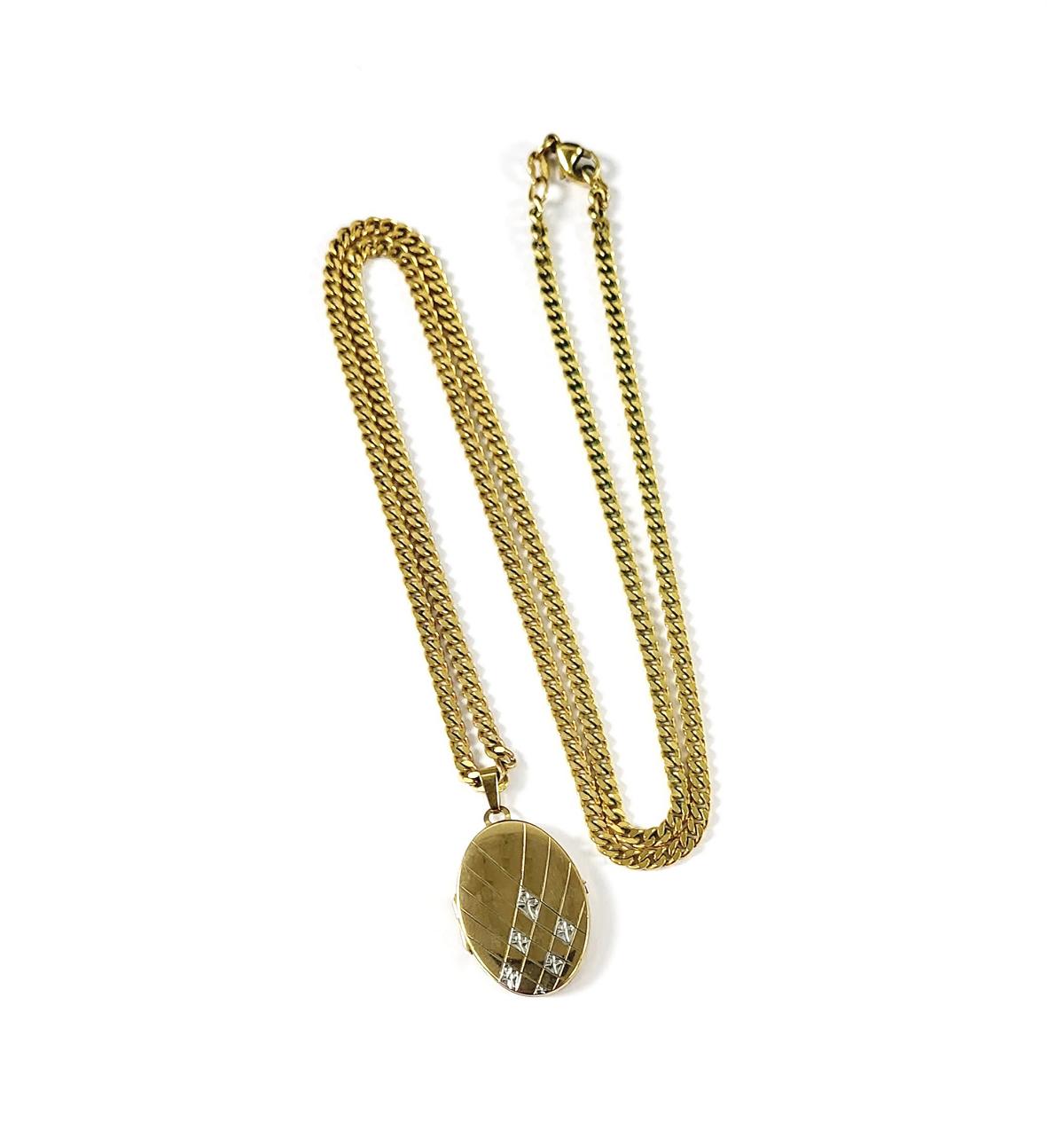 Lange Halskette mit Medaillon aus 8 Karat Gelbgold