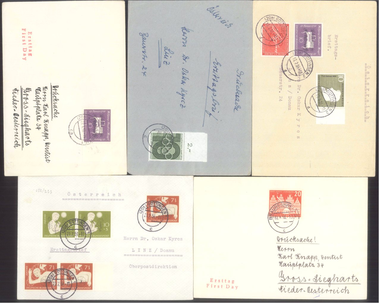 BUND 1949-1959, bessere Ersttagsbriefe! 1200,- Euro KW | Badisches Auktionshaus