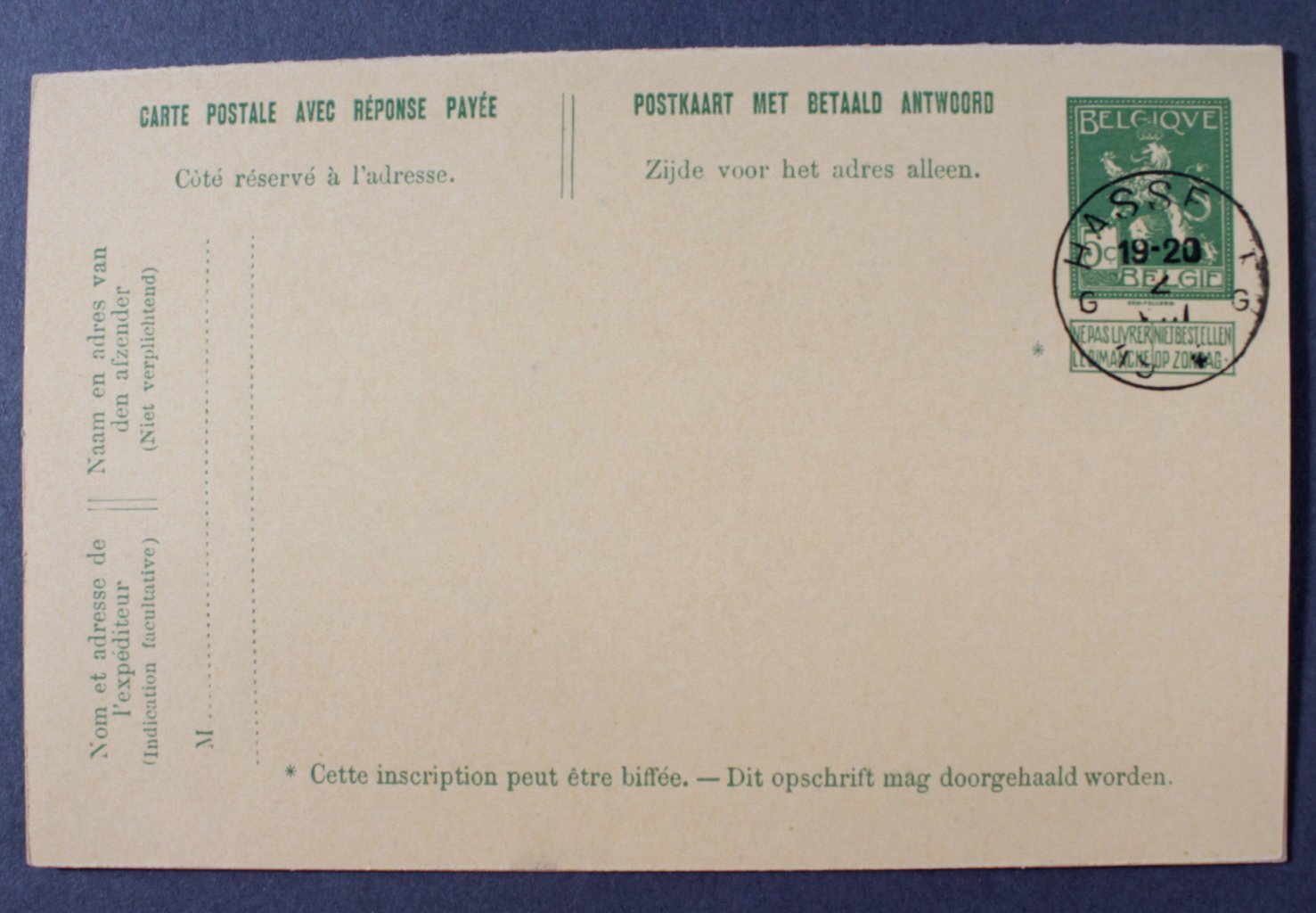 BELGIEN 1914 Badisches Auktionshaus