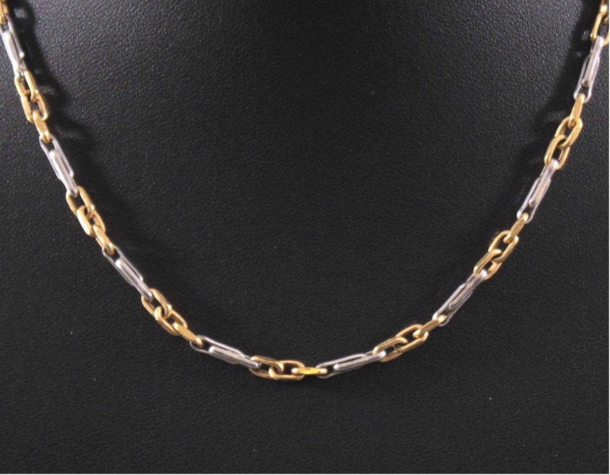 10 Karat Gelb- Und Weißgold Massives Zweifarbiges Diamantschliff-Seil