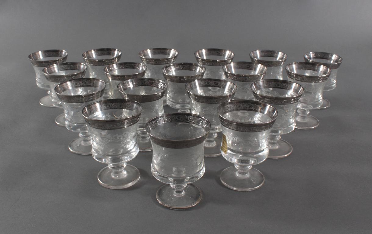 Murano Medici Platinrand Silber 5er Set Weinglas 0,15l Likörglas Kelch Zylinder 