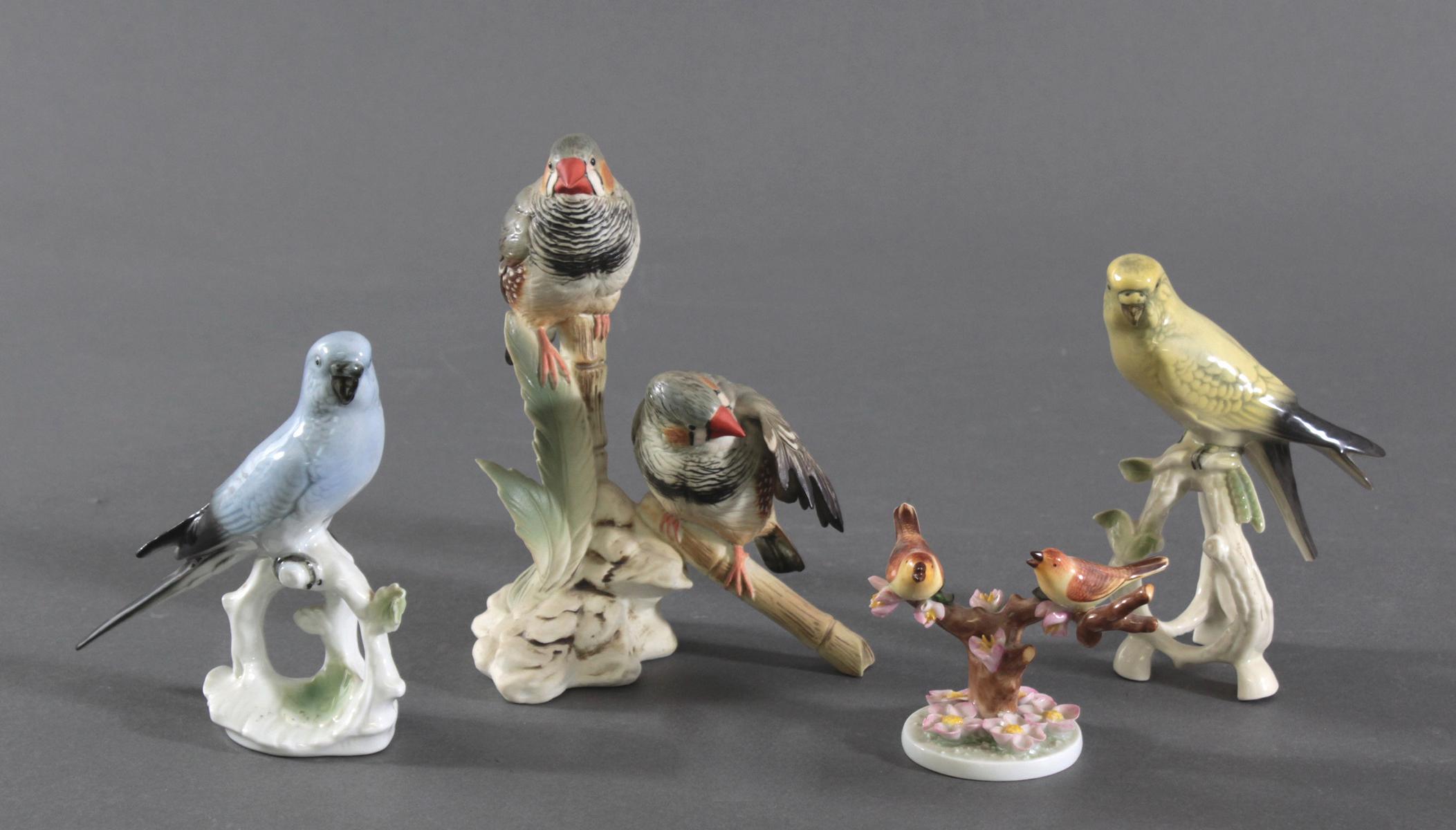 Vogel Porzellan-Figuren, 6 Stück. Herend, Ens, Gräfenthal