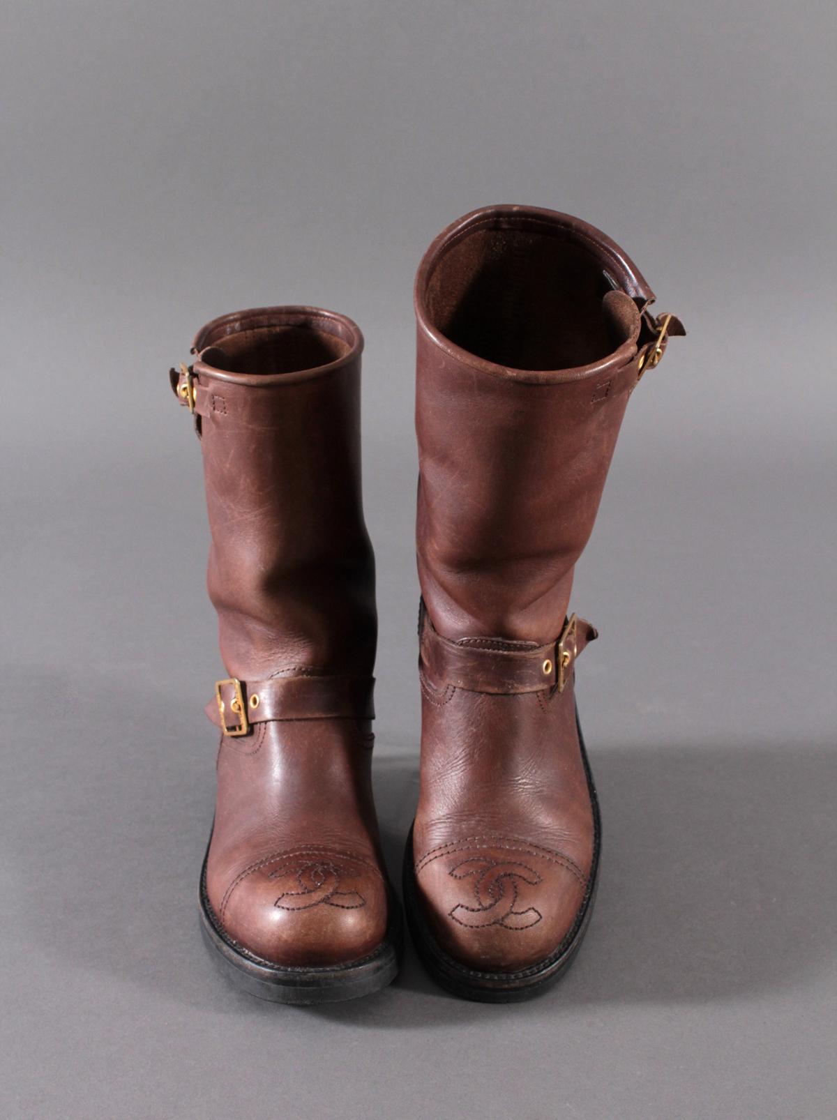 tan chanel boots