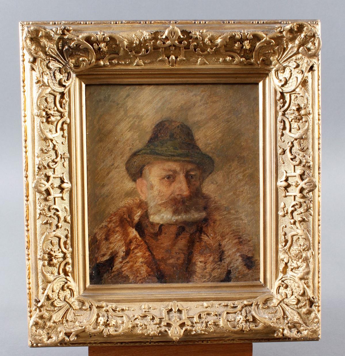 Bärtiger alpenländischer Mann, Öl auf Holzplatte 19. Jahrhundert