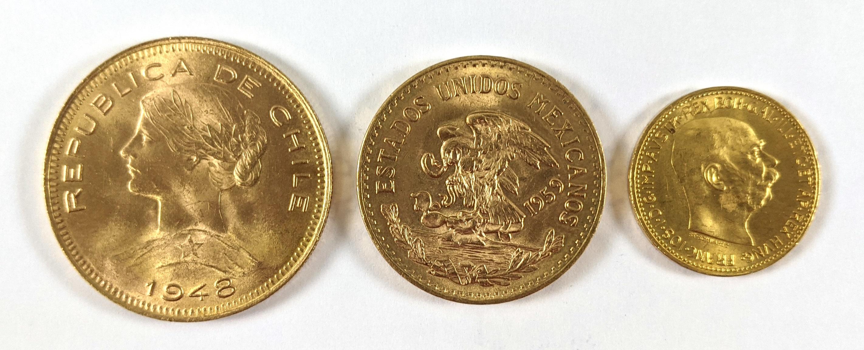 Kleine Sammlung Goldmünzen in unterschiedlicher Erhaltung, 3 Stück