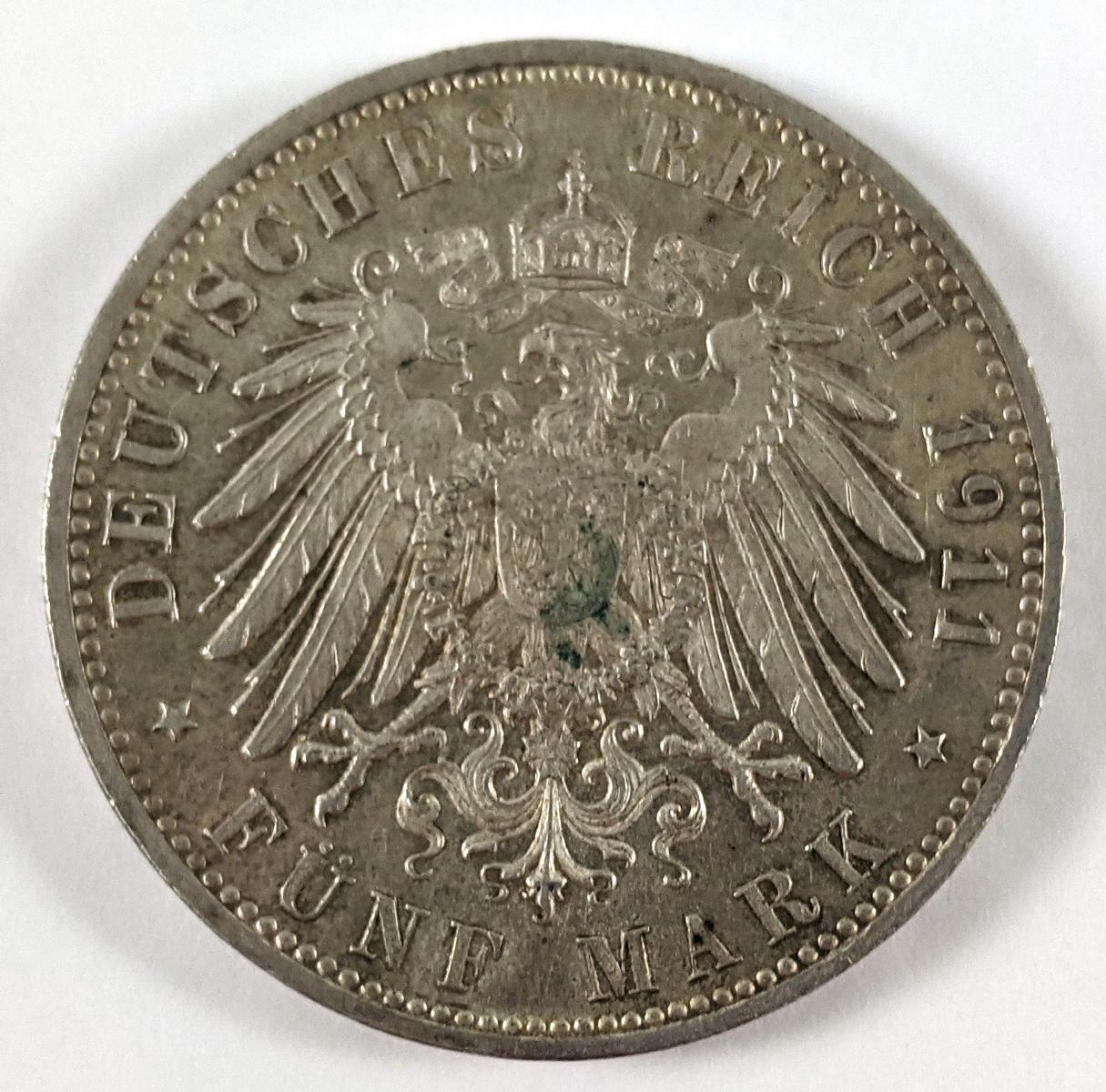 Bayern, 5 Mark 1911 D Prinzregent Luitpold in vz.-2
