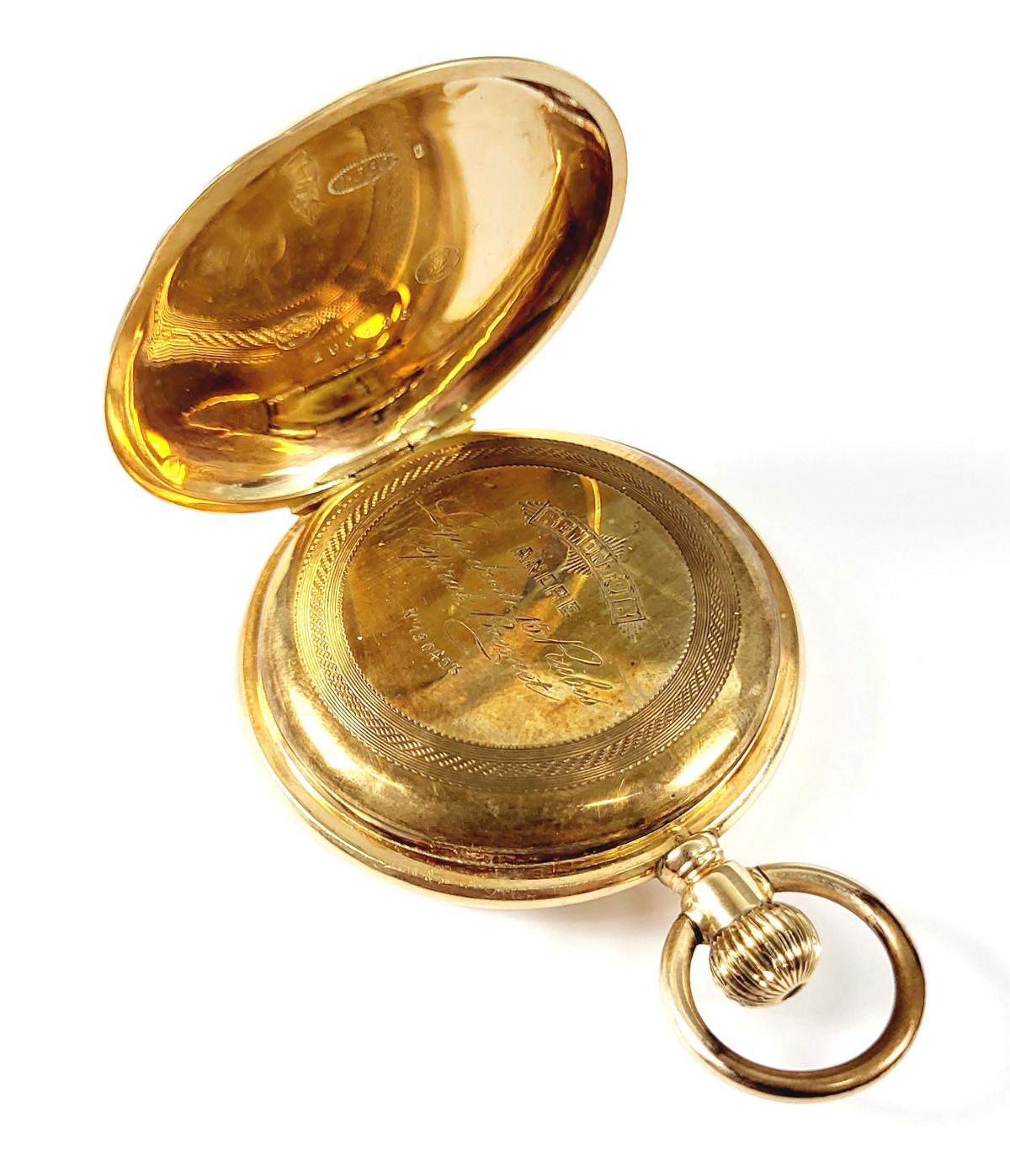 Goldene Taschenuhr um 1900, ohne Funktion-3