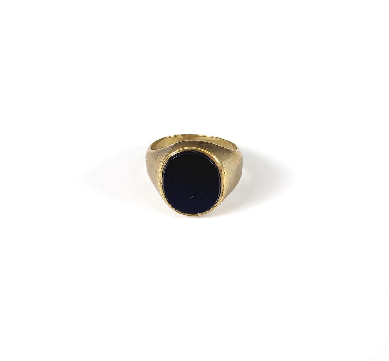 Herrenring mit Lapislazuli, 8 Karat Gelbgold