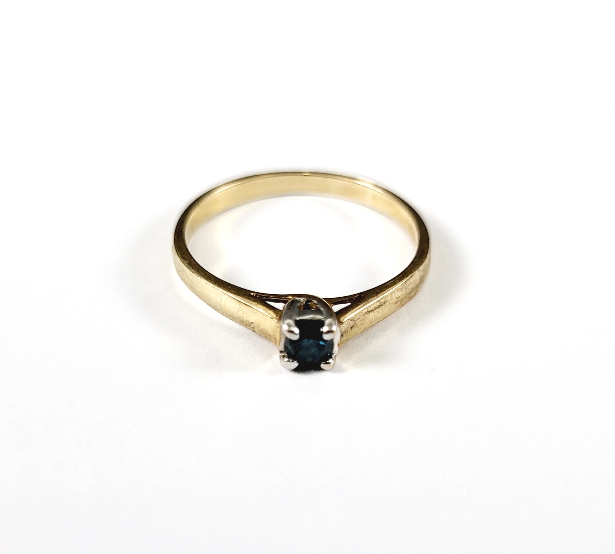 Damenring mit blauem Diamant, 14 Karat Gelbgold