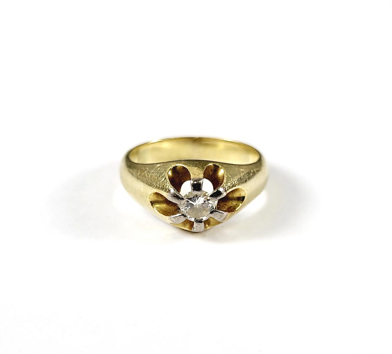 Damenring mit Diamant, 14 Karat Gelbgold