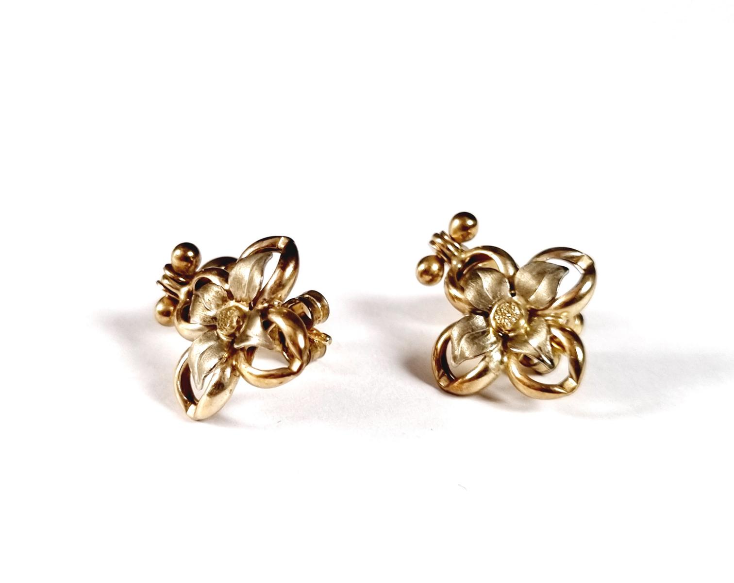 Paar Ohrringe aus 8 Karat Gelbgold-3