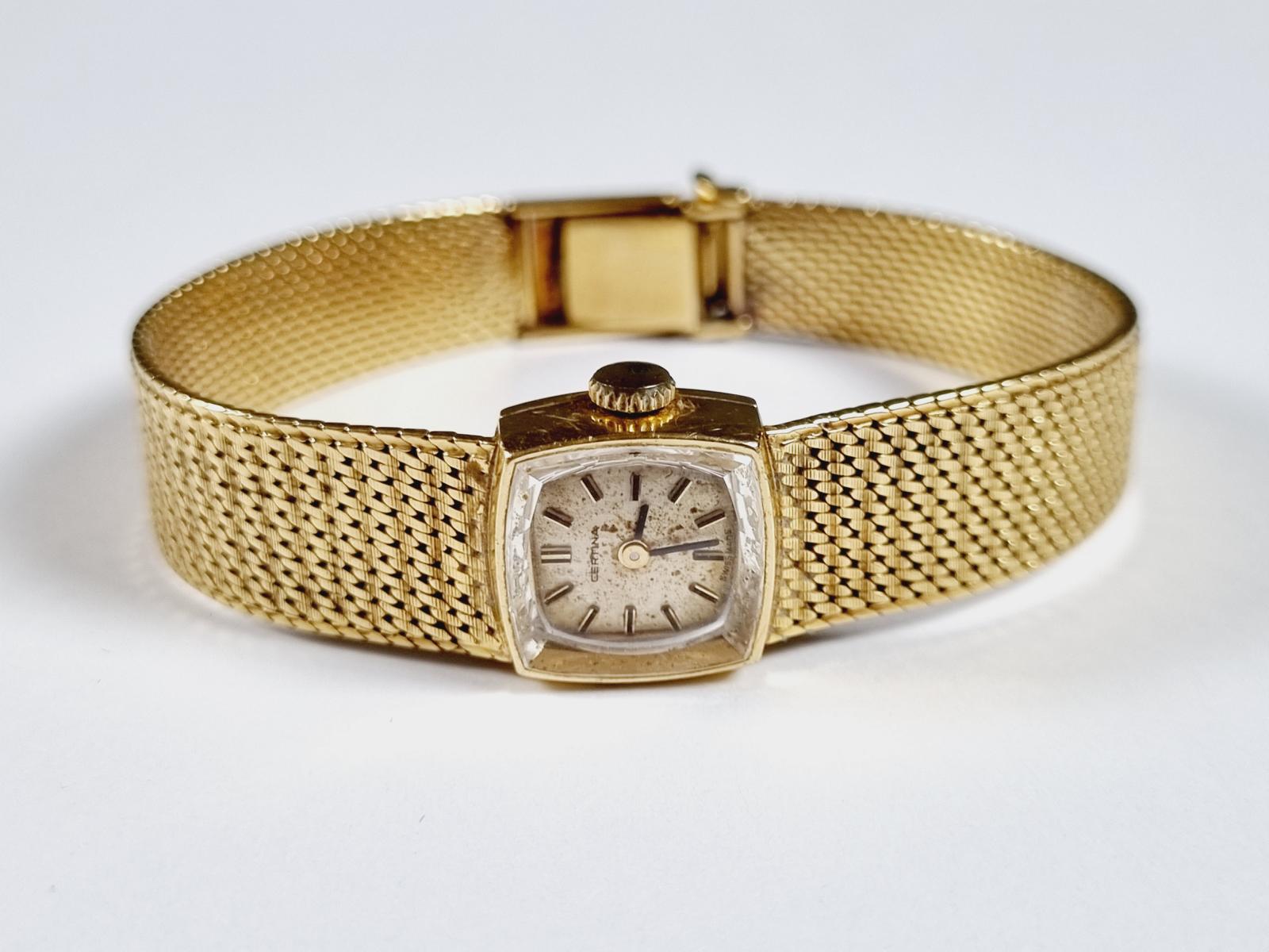 Certina Damenarmbanduhr, 18 Karat Gelbgold