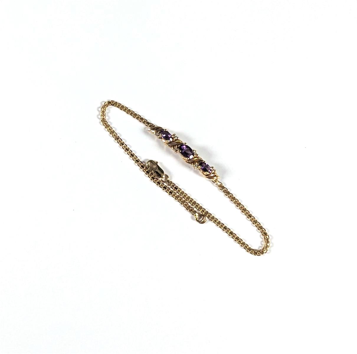 Damenarmband mit Amethysten, 14 Karat Gelbgold