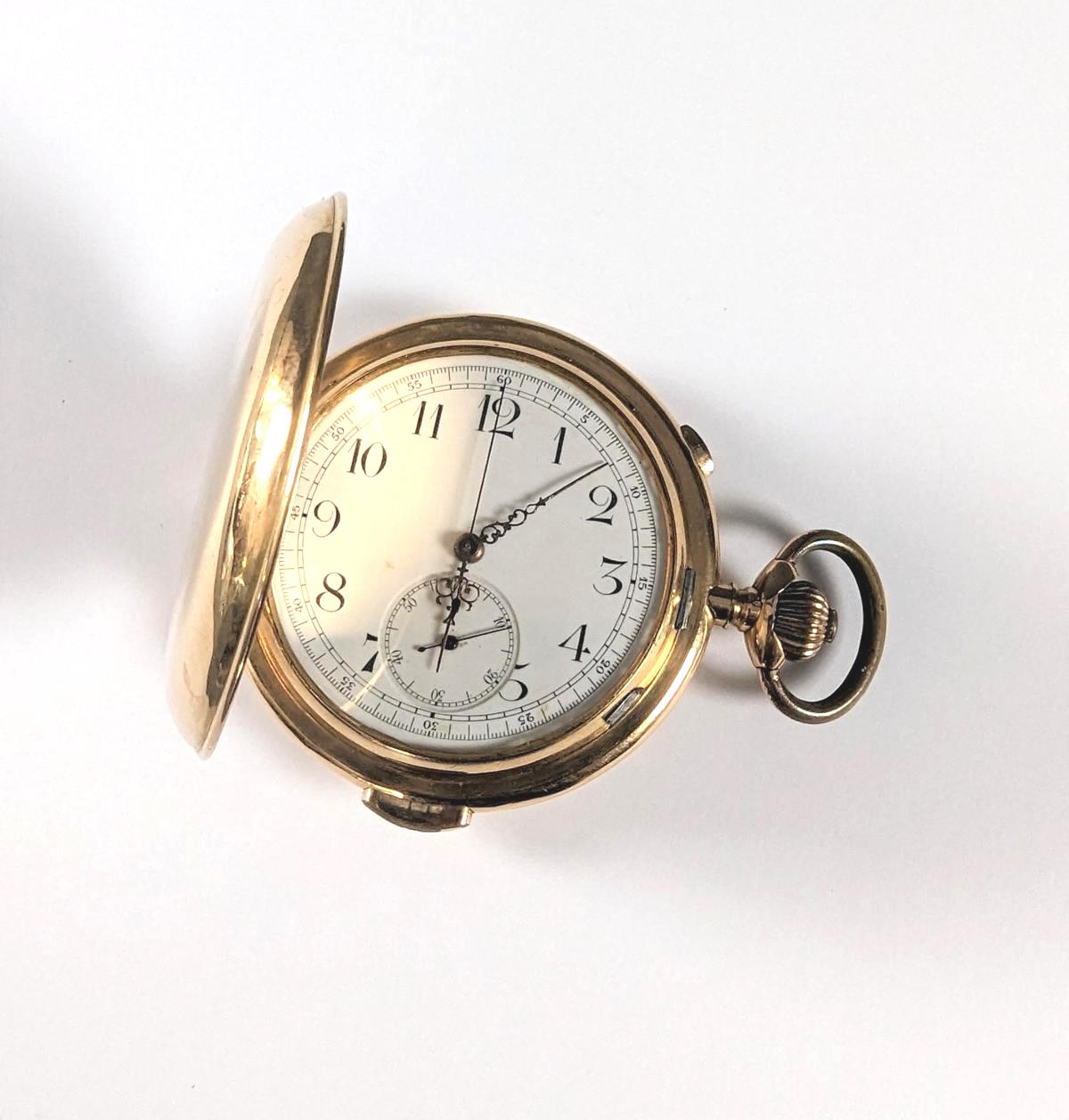 Goldene Repetition Taschenuhr von 1896, 18 Karat Gelbgold